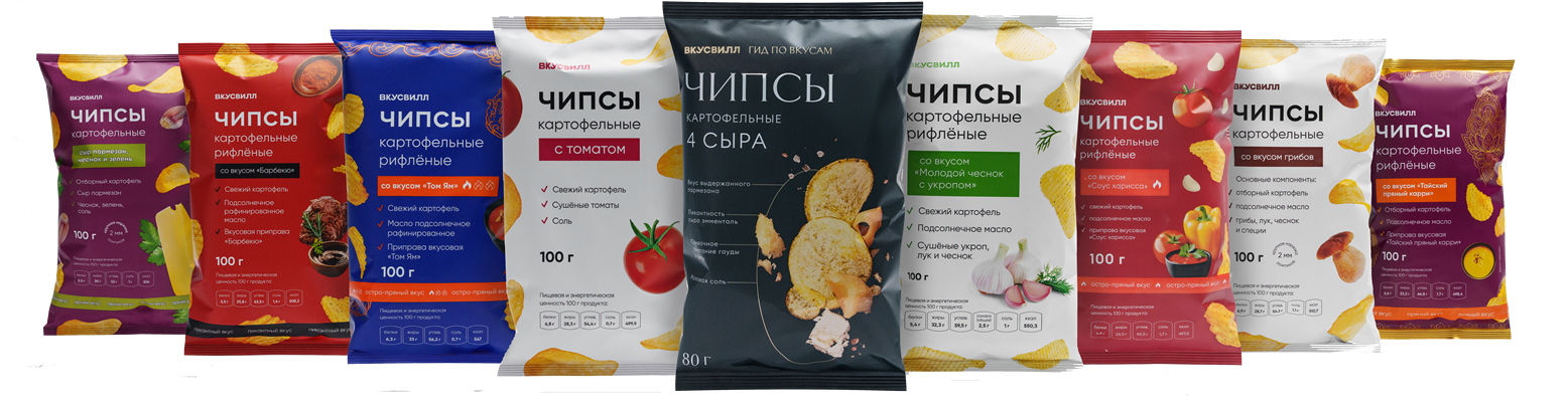 Пример линейки чипсов, произведённой под торговой маркой сети